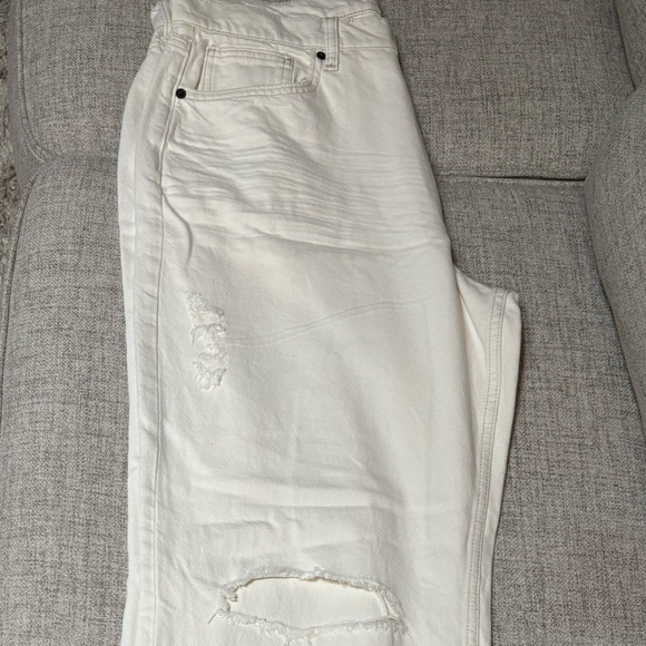 ARIZONA JEAN CO. HI-RISE WIDE LEG RIPPED DISTRESSED WHITE CASUAL JEANS SZ 15 J - Picture 7 of 11